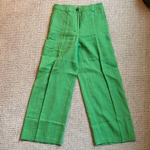 Boden Vibrant Green Linen Trousers